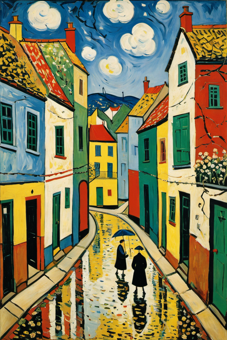 13602-2494430323-rainy village,alleyway,by Jackson Pollock,by Henri Matisse.,_lora_xl_more_art-full_v1_1_,, (((masterpiece))),(((best quality))),.png
